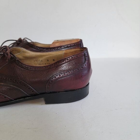 Stamati Mastroianni Shoes Men's 9M Burgundy Maroon Hand Made Italy Wingtips - Picture 11 of 16